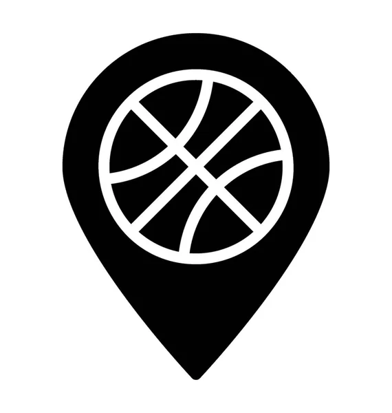 Pointeur Carte Avec Symbole Basket Ball Pour Emplacement Terrain Basket — Image vectorielle