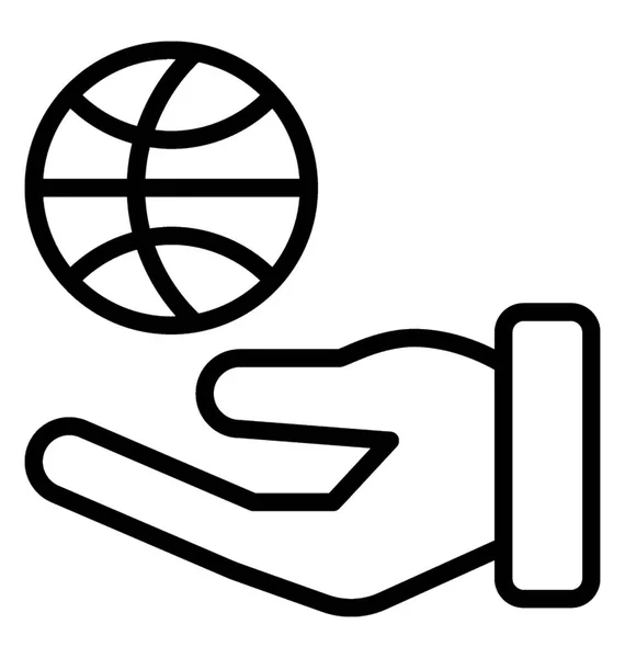 A sports ball, basketball on players hand