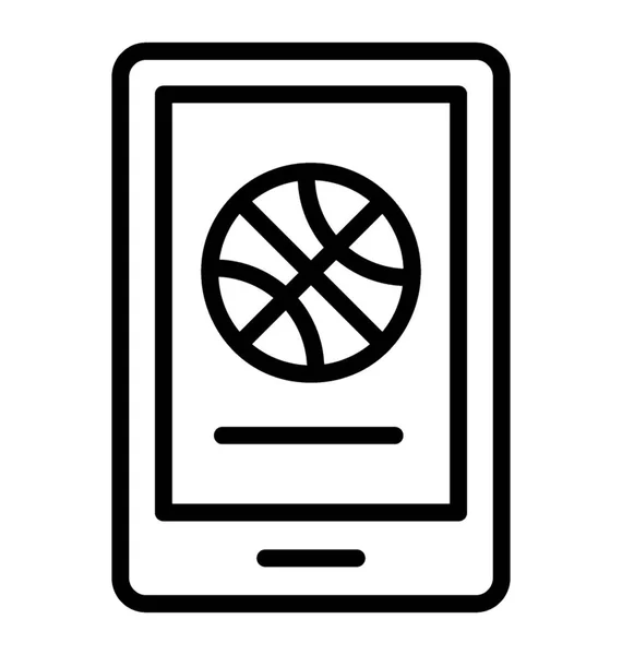 Écran Mobile Avec Basketball Sportif Indiquant Icône Jeu Ligne — Image vectorielle