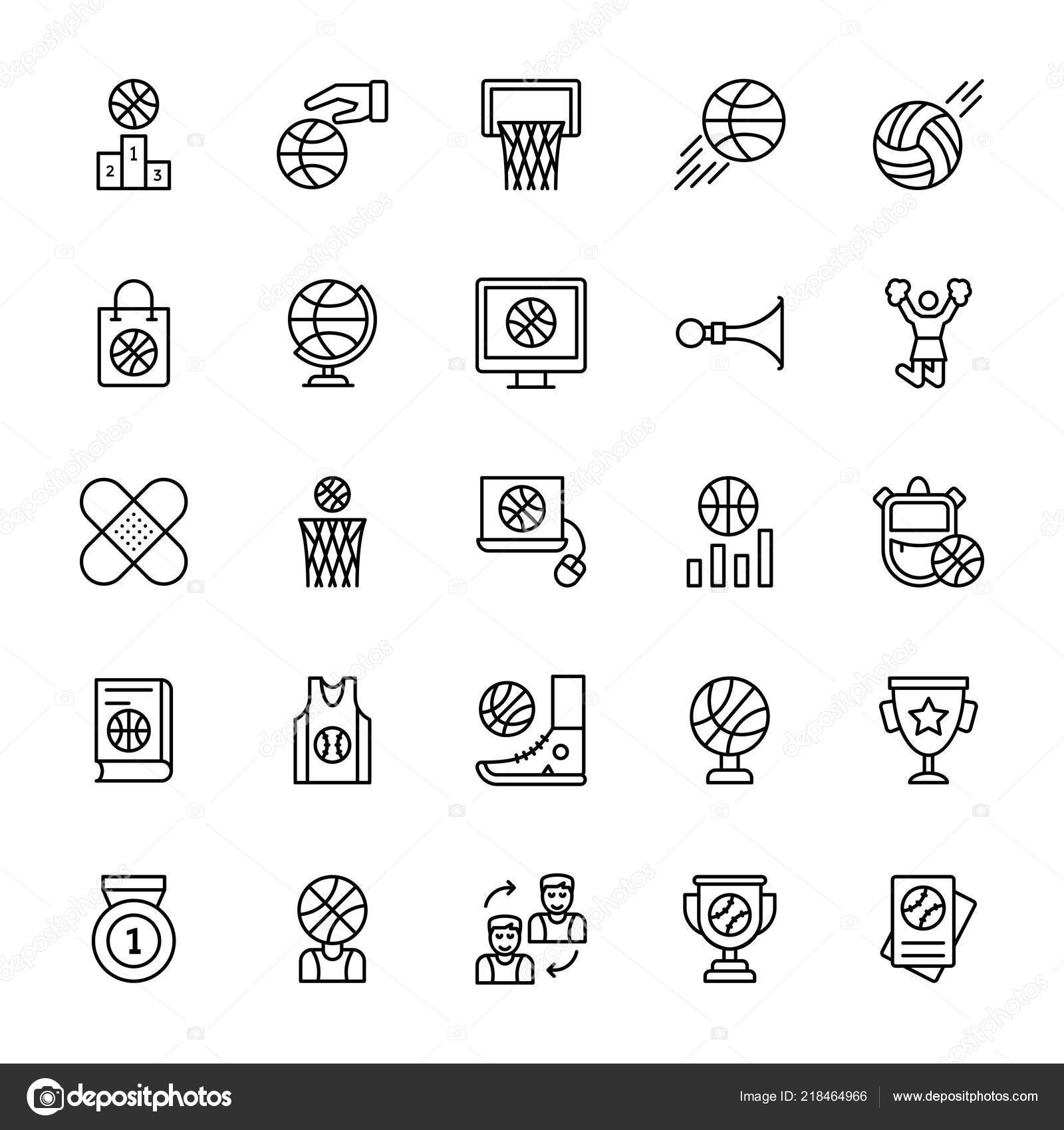 Complete Pack Gaming Line Vector Icons Throwing Light Basketball Game Stock Vector C Prosymbols