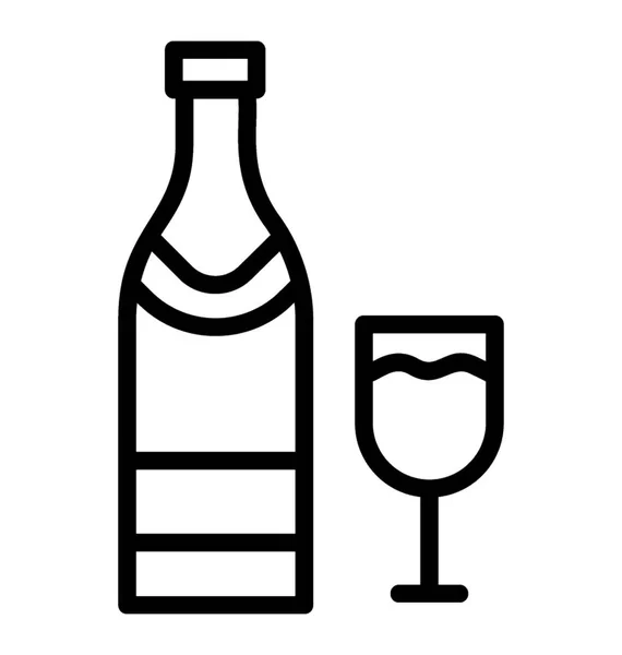 Bouteille Champagne Avec Verre — Image vectorielle