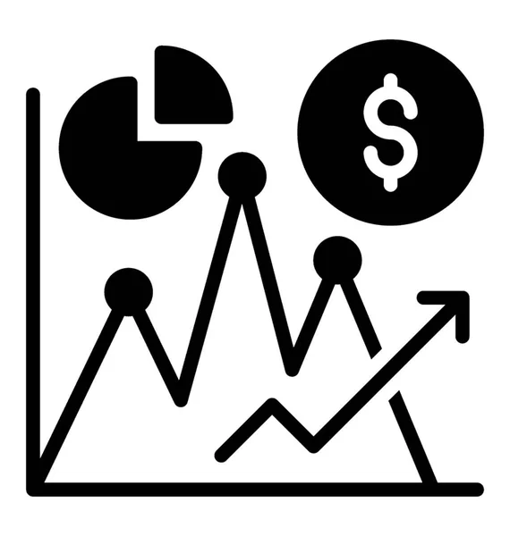 上向き矢印と財務分析のアイコンを示す円グラフ ドル記号 — ストックベクタ