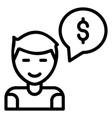 Mali müşavir gösteren bir dolar işareti sohbet kabarcık olan bir kişi 