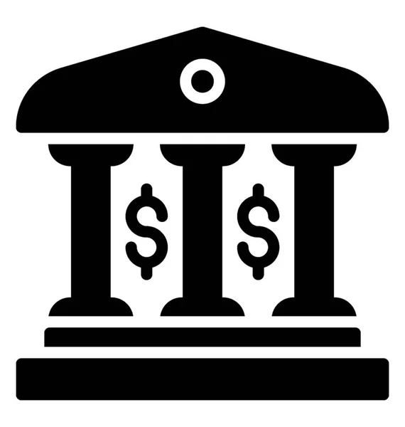 Здание Табличкой Доллара Показывающей Иконку Банка — стоковый вектор