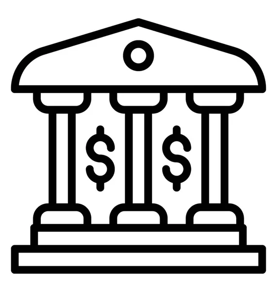 Здание Табличкой Доллара Показывающей Иконку Банка — стоковый вектор