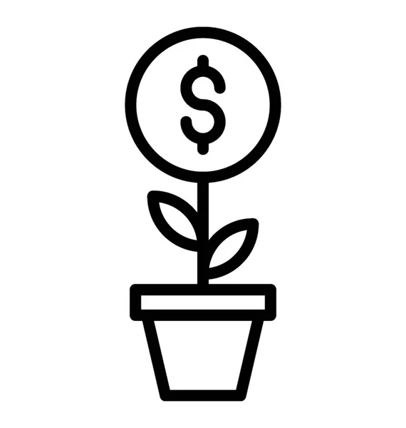 Dollar Växt Visar Ikonen För Företagens Tillväxt — Stock vektor