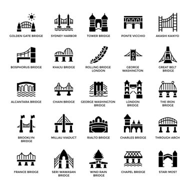 International Bridges Glyph Icons  clipart