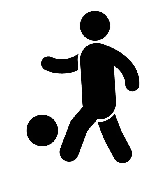 Ребенок Футбольным Мячом Над Землей Изображающим Игру Футбол — стоковый вектор