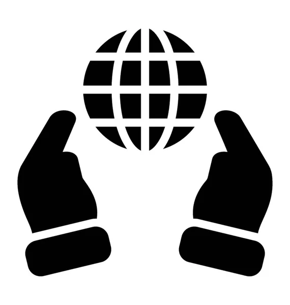 Mano Con Globo Que Representa Salvar Icono Tierra — Vector de stock