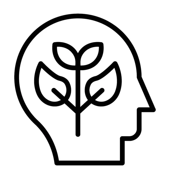 Ökosystem Zeichen Pflanze Menschlichen Kopf — Stockvektor