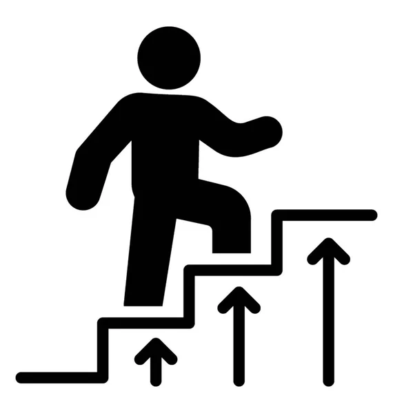 在楼梯上和向上的箭头上行走的头像显示了进步的图标 — 图库矢量图片