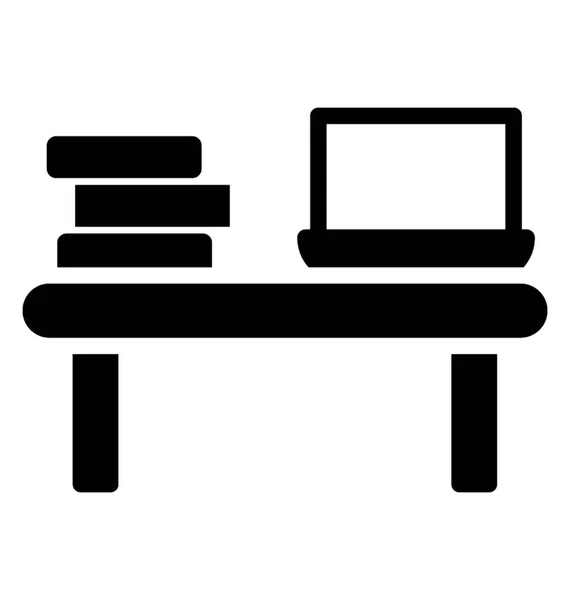 Laptop Und Bücher Über Einem Tisch Mit Dem Symbol Des — Stockvektor