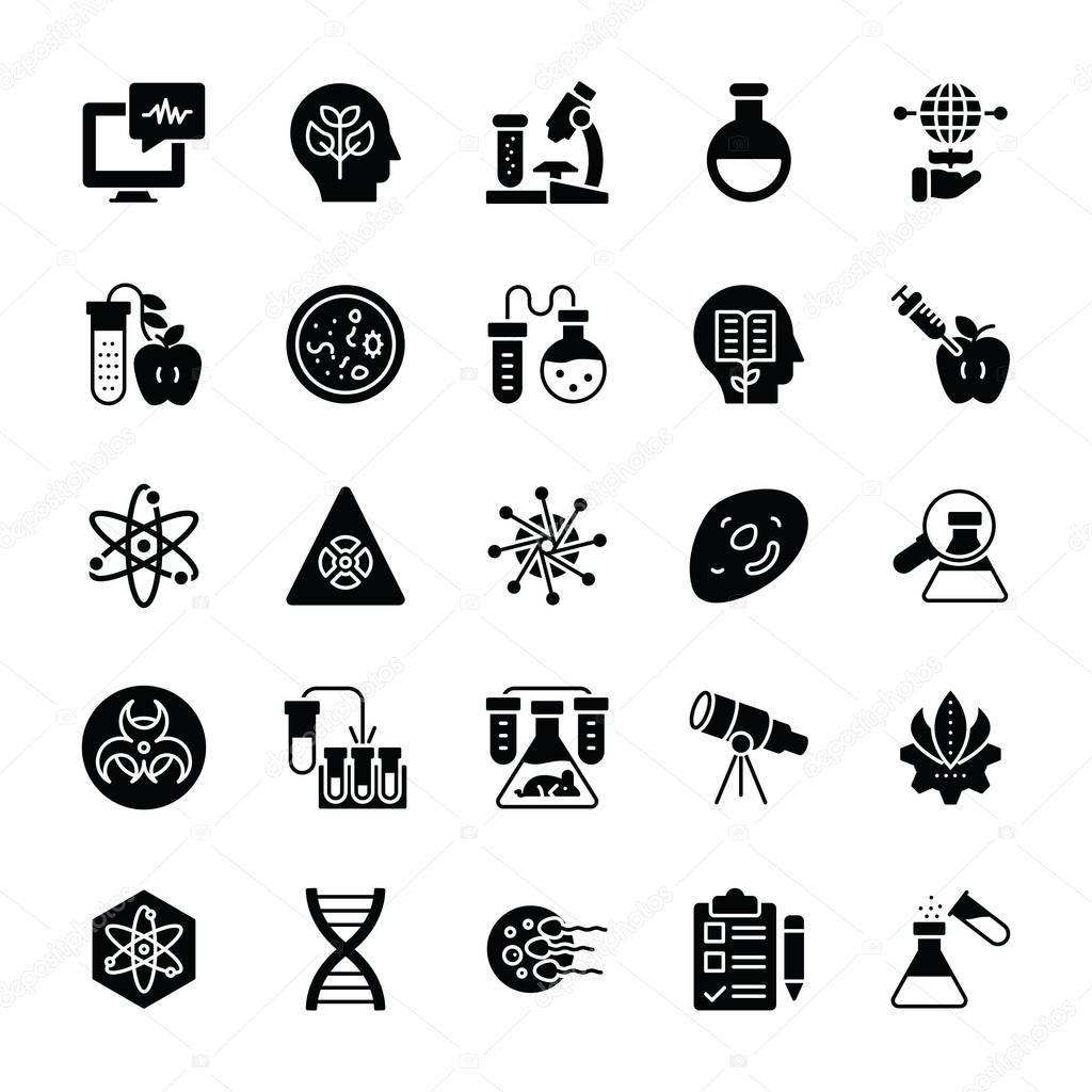 Health Care and Bioinformatics Glyph Icons 