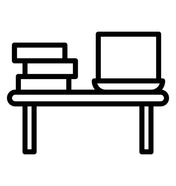 Laptop Und Bücher Über Einem Tisch Mit Dem Symbol Des — Stockvektor