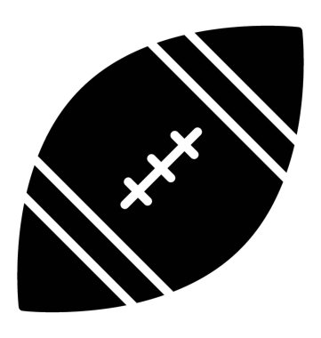 Spor rugby topu glif vektör simgesi 
