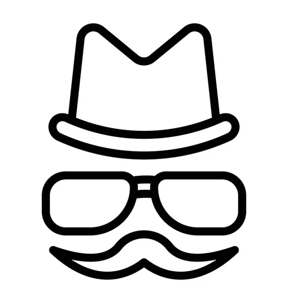 Lunettes Avec Moustache Chapeau Montrant Icône Pour Hipster — Image vectorielle