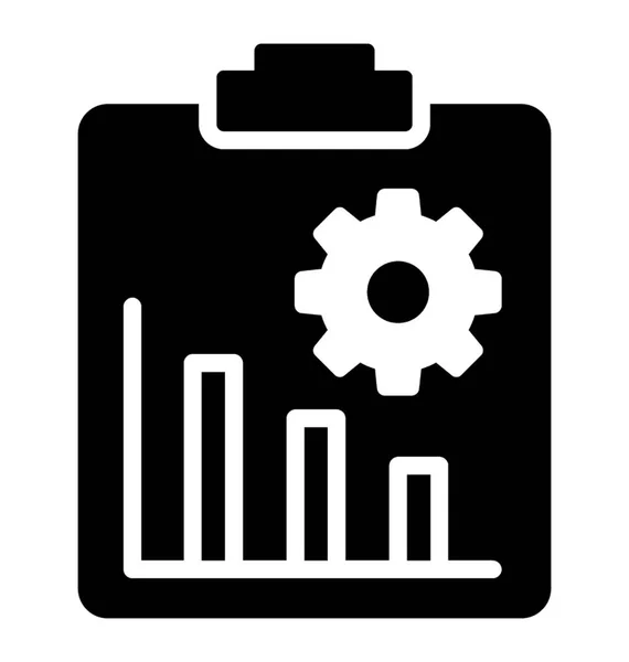 Gráfico Barras Portapapeles Con Engranaje Icono Para Análisis Datos — Vector de stock