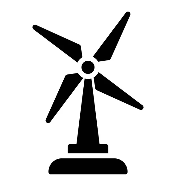 Windmill Ikonen Med Eolic Vindkraftverk Att Generera Ren Energi — Stock vektor