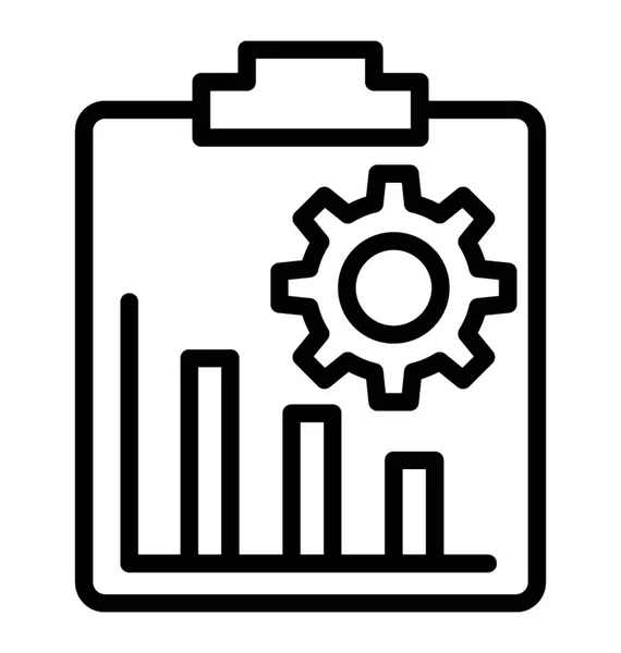 Gráfico Barras Portapapeles Con Engranaje Icono Para Análisis Datos — Vector de stock