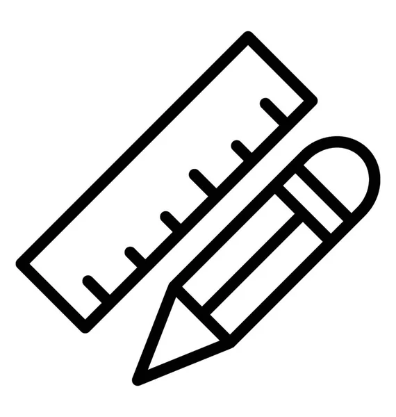 Linea Icona Progettazione Matita Scala Che Simboleggia Strumenti Disegno Architetto — Vettoriale Stock