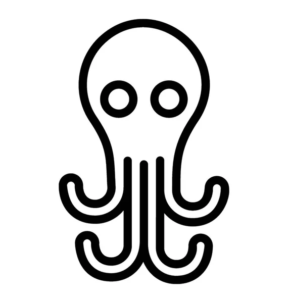 Ícone Vetor Linha Isolado Octopus —  Vetores de Stock
