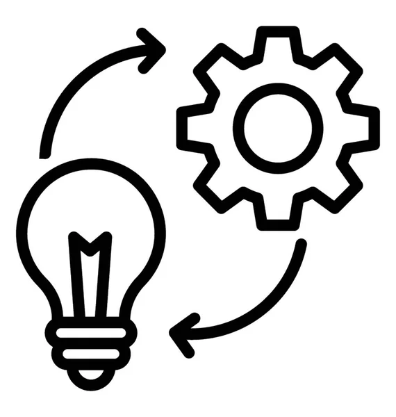 Cogwheel Dengan Bola Lampu Ikon Generasi Ide - Stok Vektor