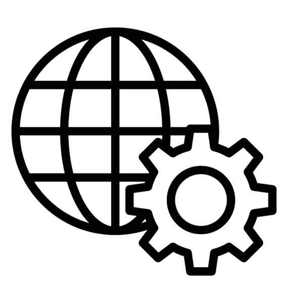 Globe Cogwheel Showing Icon Global Progress — Stock Vector