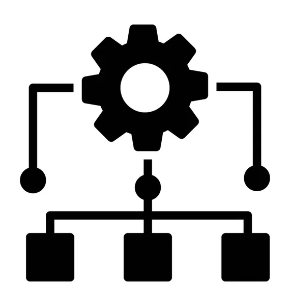 Glyph Icon Design Automated Solution Diagram — Stock Vector