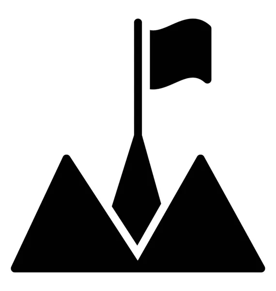 Drapeau Sommet Des Montagnes Montrant Icône Pour Réalisation Mission — Image vectorielle