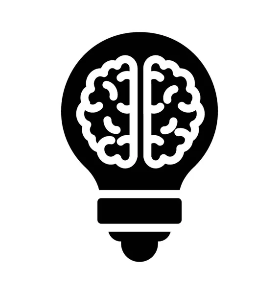 Cerebro Humano Bombilla Icono Mente Creativa — Vector de stock