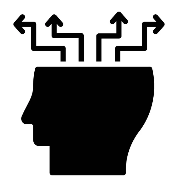 Kişi Baş Kaldırdı Oklarla Analitik Düşünme Simgesi — Stok Vektör