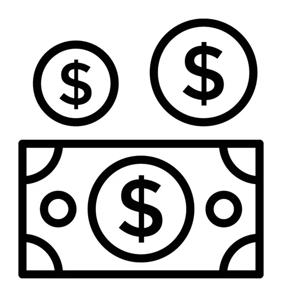 Banknoten Mit Dollarmünzen Geldsymbol — Stockvektor