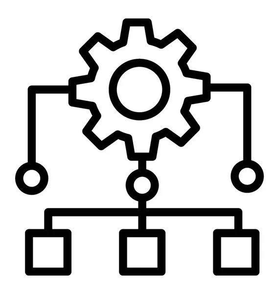 Linea Progettazione Icona Del Diagramma Soluzione Automatizzata — Vettoriale Stock