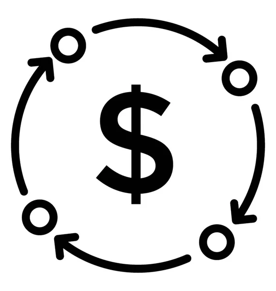 Sinal Dólar Centro Com Setas Giratórias Símbolo Gestão Financeira — Vetor de Stock