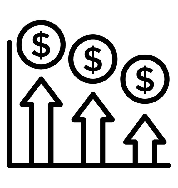 Zvýšení Šipku Znak Dolaru Ikona Pro Zisk — Stockový vektor