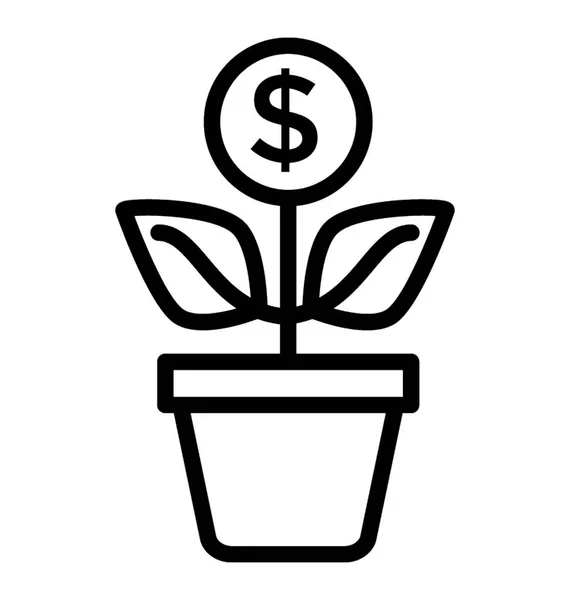 Plant Pot Dollar Coins Representing Concept Financial Growth Vector Icon — Stock Vector