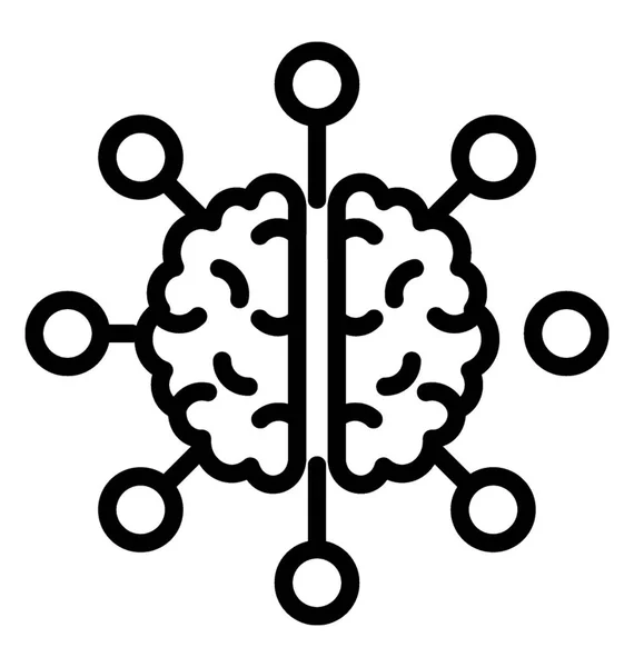 Cerveau Humain Avec Des Nœuds Est Icône Remue Méninges — Image vectorielle