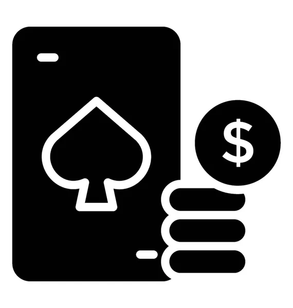 Poker Spade Kartı Doları Paralar Ile — Stok Vektör