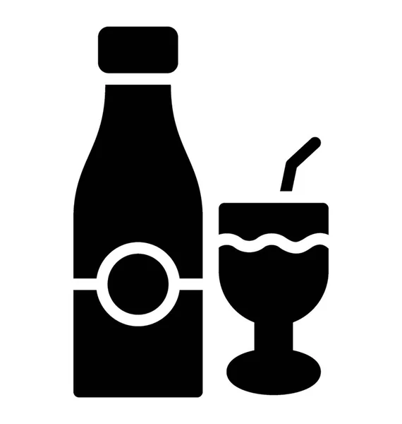 Minuman Botol Dengan Kaca Representin Minuman Beralkohol - Stok Vektor