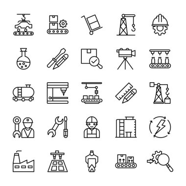 Industrial Process Outline Vector Icons clipart