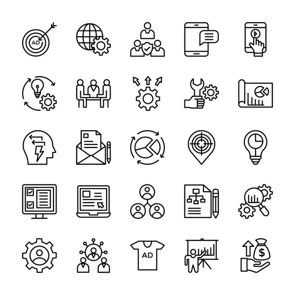 Iconos Vectores Línea Crecimiento — Vector de stock