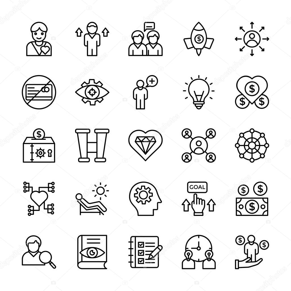 Millionaire Habits Line Vector Icons 