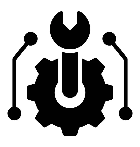 Sleutelmaat Met Versnelling Symbool Van Technische Ondersteuning — Stockvector