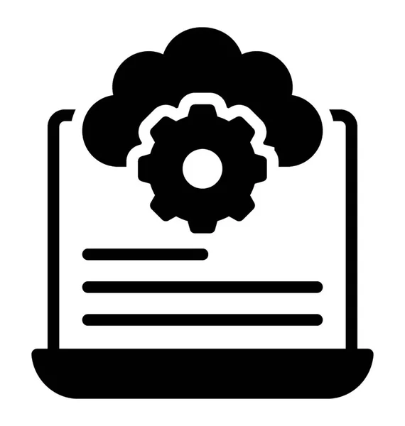 Cloud Met Gear Wheel Ingesloten Laptop Symboliseren Cloud Management Concept — Stockvector