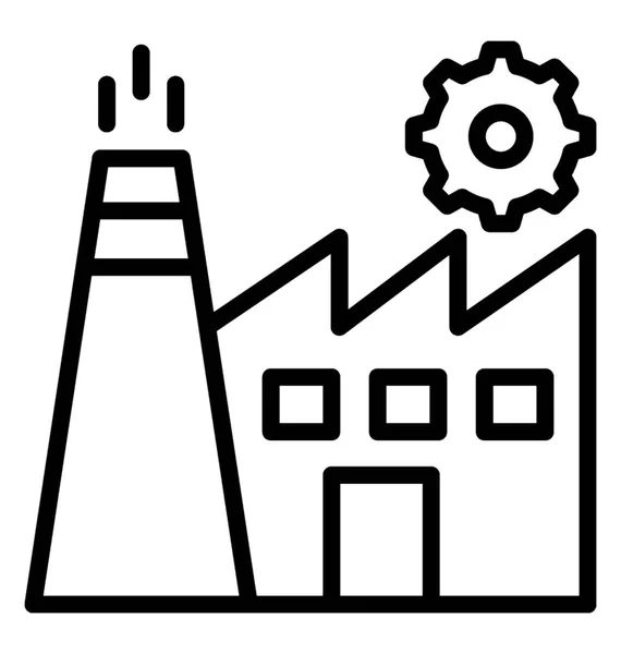 Edificio Con Chimenea Sitio Industrial Fábrica — Vector de stock