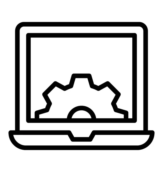 Laptop Com Engrenagem Mostrando Conceito Ícone Suporte Técnico — Vetor de Stock