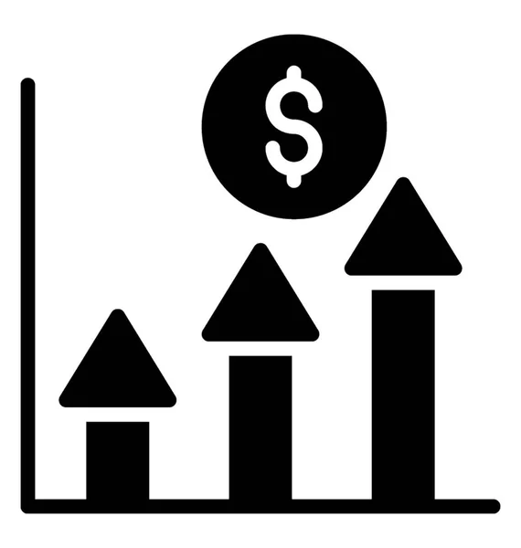 Dolar Işareti Olan Yükseltilmiş Çubuk Grafik Için Büyüme Grafik Simgesidir — Stok Vektör