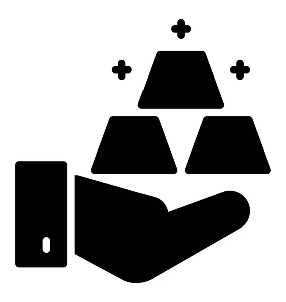 Una Pila Lingotti Oro Glyph Vector Icon Design — Vettoriale Stock