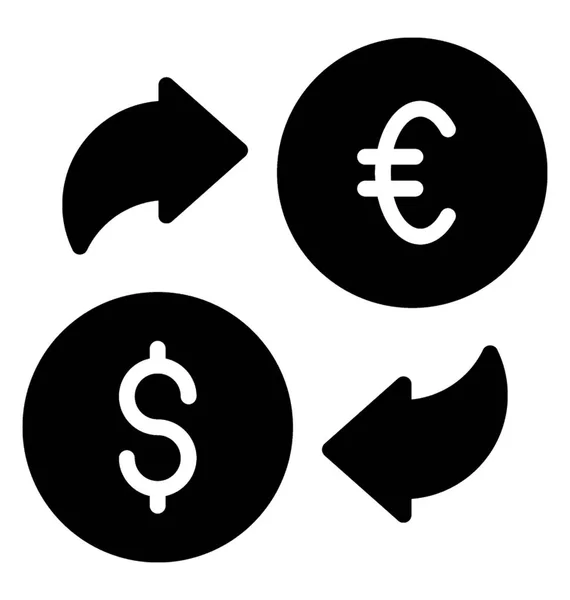 Dólar Euro Símbolos Con Flechas Representación Cambio Moneda — Vector de stock