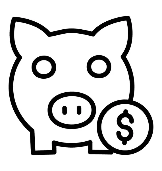 Piggy Banco Ícone Linha Poupança Dinheiro —  Vetores de Stock